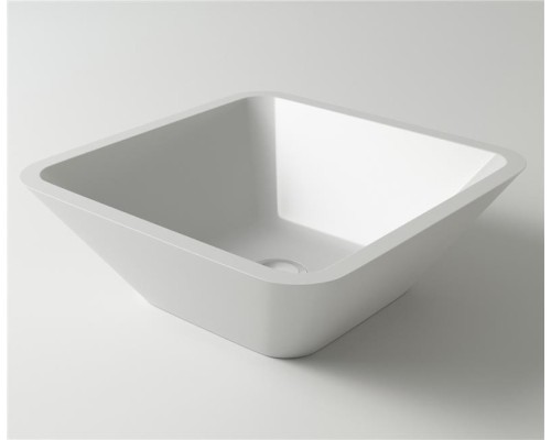 Раковина Holbi Saturn 43x43, из Solid Surface, Матовая, Черный логотип, цвет Белый Раковина Holbi Saturn 43x43, из Solid Surface, Матовая, Черный логотип, цвет Белый