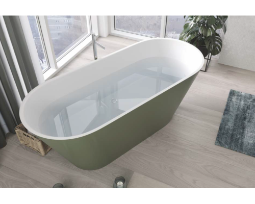 Ванна из каменной массы Solid Surface Holbi Selena 161х68 см матовая белая-RAL (в любой цвет)