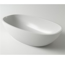 Раковина Holbi Tefia 64x35, из Solid Surface, Матовая, Черный логотип, цвет Белый 
