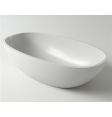 Раковина Holbi Tefia 64x35, из Solid Surface, Матовая, Черный логотип, цвет Белый 