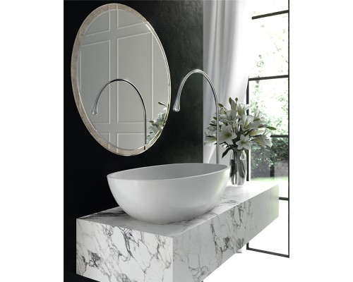 Раковина Holbi Tefia 64x35, из Solid Surface, Матовая, Черный логотип, цвет Белый Раковина Holbi Tefia 64x35, из Solid Surface, Матовая, Черный логотип, цвет Белый