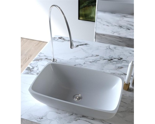 Раковина Holbi Titan 60x36, из Solid Surface, Матовая, Черный логотип, цвет Белый Раковина Holbi Titan 60x36, из Solid Surface, Матовая, Черный логотип, цвет Белый