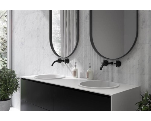 Раковина Holbi Uran 41x41, из Solid Surface, Матовая, Черный логотип, цвет Белый Раковина Holbi Uran 41x41, из Solid Surface, Матовая, Черный логотип, цвет Белый