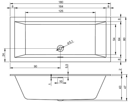 Riho ванна прямоугольная Rethink Cubic 180/80, белый/матовый, BR0810500000000  