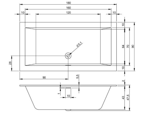 Riho ванна прямоугольная Rethink Cubic 180x90, белый, BR0900500000000  