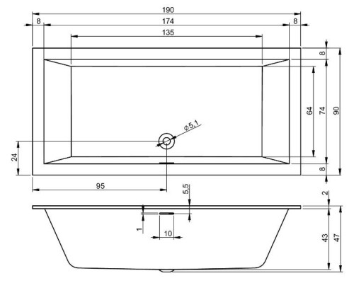 Riho ванна прямоугольная Rethink Cubic 190x90, белый/матовый, BR1110500000000  