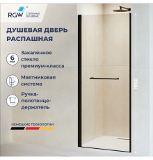 Душевые двери Распашные Passage (Пассаж) 90*195 стекло Прозрачное цвет профиля Черный 020810309-14