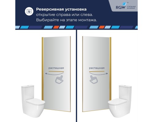 Душевые двери Распашные Passage (Пассаж) 90*195 стекло Матовое-Сатинат цвет профиля Золото Браш 020810309-26