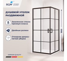Душевой уголок RGW 06083499-84 90x90 см, стекло рисунок-черный принт (по периметру профиль) 6 мм, профиль черный, коллекция Passage