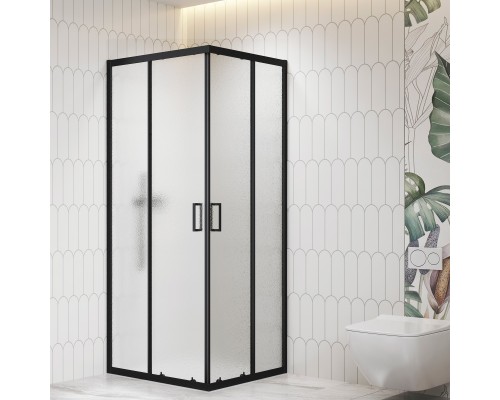 Душевой уголок RGW Classic CL-36B 900x900  стекло рифленое, профиль черный 