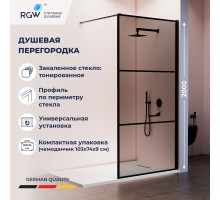 Душевая перегородка RGW Walk In 120x200 см профиль черный матовый стекло тонированное 8мм
