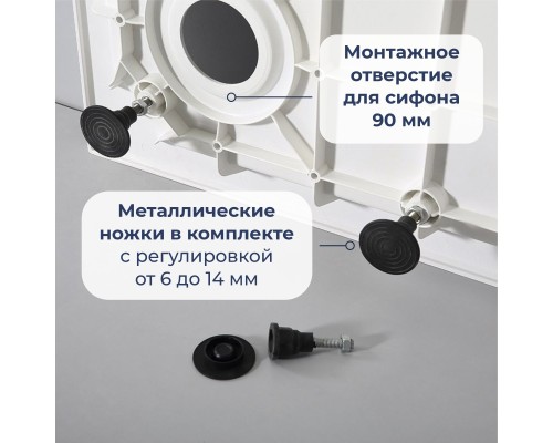 Душевой поддон с сифоном RGW SMC-C 90x90 белый 