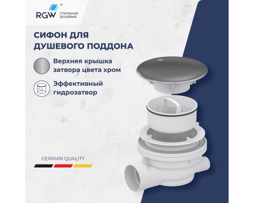 Душевой поддон с сифоном RGW SMC-C 90x90 белый 
