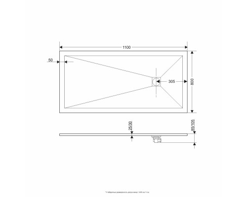 Душевой поддон прямоугольный RGW ST-W белый искусственный камень cерия Stone Tray (80*110*2,5) 16152811-01