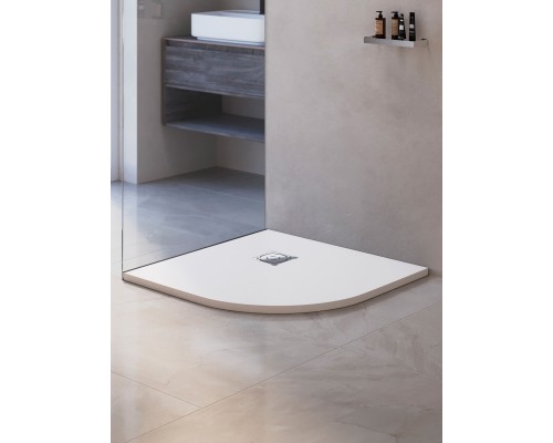 Душевой поддон полукруглый RGW ST/R-W белый искусственный камень cерия Stone Tray (100*100*3) 16153100-01
