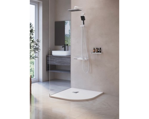 Душевой поддон полукруглый RGW ST/R-W белый искусственный камень cерия Stone Tray (100*100*3) 16153100-01