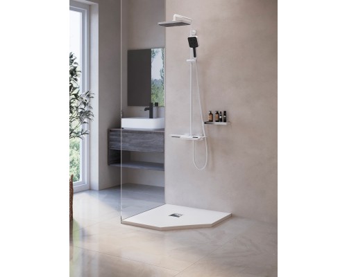 Душевой поддон трапеция RGW ST/T-W белый искусственный камень cерия Stone Tray (100*100*30) 16155100-01