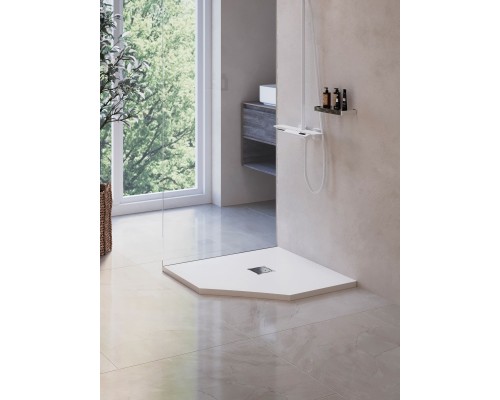 Душевой поддон трапеция RGW ST/T-W белый искусственный камень cерия Stone Tray (100*100*30) 16155100-01