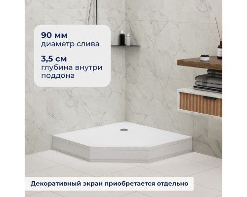 Душевой поддон трапеция RGW LUX/TN-TR белый акрил cерия Acryl (100*100*150) 16180500-41