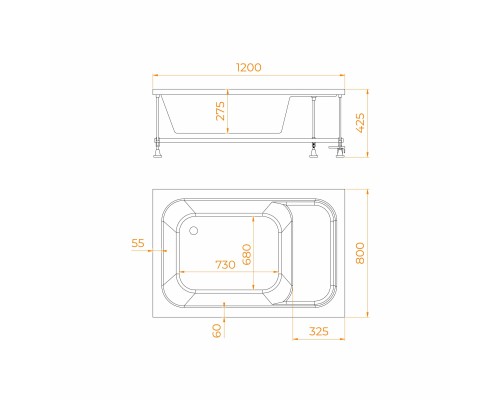 Душевой поддон прямоугольный RGW BC/L белый акрил cерия Acryl (80*120) 16180682-91