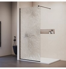 Душевая перегородка RGW Walk In 80x210 см профиль Черный стекло лёд 8мм