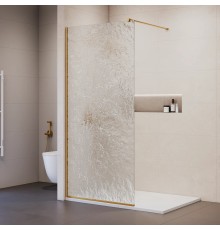 Душевая перегородка RGW Walk In 80x210 см профиль Золото BRUSH стекло лёд