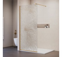 Душевая перегородка RGW Walk In 100x210 см профиль Золото BRUSH стекло лёд 8мм