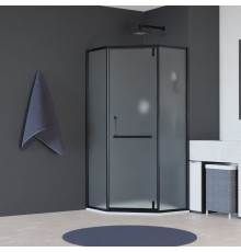 Душевой уголок RGW 350608400-24 100x100 см, стекло матовое-сатинат 8 мм, профиль черный, коллекция Hotel