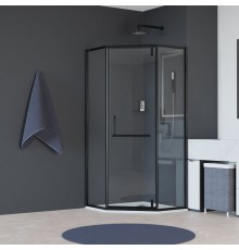 Душевой уголок RGW 350608499-14 90x90 см, стекло прозрачное 8 мм, профиль черный, коллекция Hotel