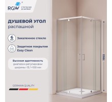 Душевой уголок RGW 350803888-11 80x80 см, стекло прозрачное 6 мм, профиль хром, коллекция Passage