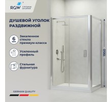 Душевой уголок RGW 350804509-11 100x90 см, стекло прозрачное 6 мм, профиль хром, коллекция Passage