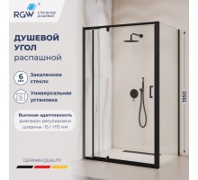 Душевой уголок RGW 350807800-14 100x100 см, стекло прозрачное 6 мм, профиль черный, коллекция Passage