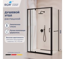 Душевой уголок RGW 3508078188-14 80x80 см, стекло прозрачное 6 мм, профиль черный, коллекция Passage