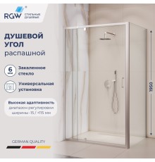 Душевой уголок RGW 350807898-11 90x80 см, стекло прозрачное 6 мм, профиль хром, коллекция Passage
