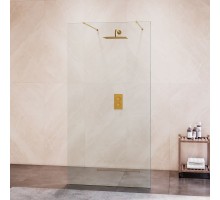 Душевая перегородка RGW Walk In 140x195 см профиль Золото BRUSH стекло прозрачное 8мм