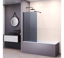 Стационарная шторка на ванну RGW 351105008-34 80x150 см, стекло тонированное (серое) 6 мм, профиль черный, серия Screens