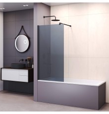 Стационарная шторка на ванну RGW 351105008-34 80x150 см, стекло тонированное (серое) 6 мм, профиль черный, серия Screens