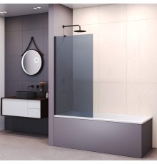 Стационарная шторка на ванну RGW 351115008-34 80x150 см, стекло тонированное (серое) 6 мм, профиль черный, серия Screens