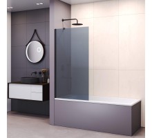 Стационарная шторка на ванну RGW 351115009-34 90x150 см, стекло тонированное (серое) 6 мм, профиль черный, серия Screens