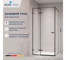 Душевой уголок RGW 353203000-14 100x100 см, стекло прозрачное 8 мм, профиль черный, коллекция Stilvoll