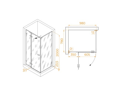 Душевой уголок RGW Stilvol SV-040 1000x800 стекло прозрачное, профиль хром 