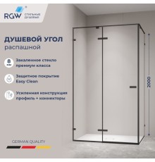 Душевой уголок RGW 353204008-14 100x80 см, стекло прозрачное 8 мм, профиль черный, коллекция Stilvoll