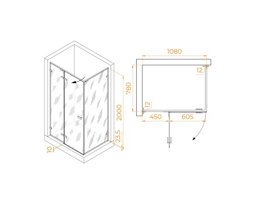 Душевой уголок RGW Stilvol SV-040Gr 1100x800 стекло матовое, профиль серый 