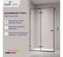 Душевой уголок RGW 353204020-14 120x100 см, стекло прозрачное 8 мм, профиль черный, коллекция Stilvoll