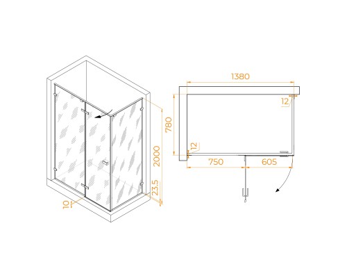 Душевой уголок RGW Stilvol SV-040 1400x800 стекло прозрачное, профиль хром