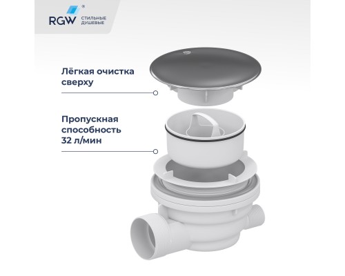 Сифон для душевых поддонов RGW Velplex QYD-01 хром арт.39241101-01
