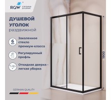 Душевой уголок RGW 410824592-14 90x120 см, стекло прозрачное 6 мм, профиль черный, коллекция Passage
