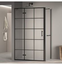 Душевой уголок RGW 410877128-084L 120x80 см, стекло прозрачное 6 мм, профиль черный, коллекция Passage