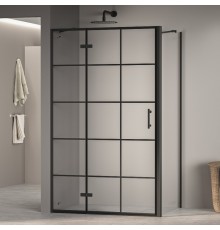 Душевой уголок RGW 41087727-084L 120x70 см, стекло рисунок-черный принт (по периметру профиль) 6 мм, профиль черный, коллекция Passage
