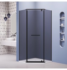 Душевой уголок RGW 41088288-34 80x80 см, стекло тонированное 6 мм, профиль черный, коллекция Passage